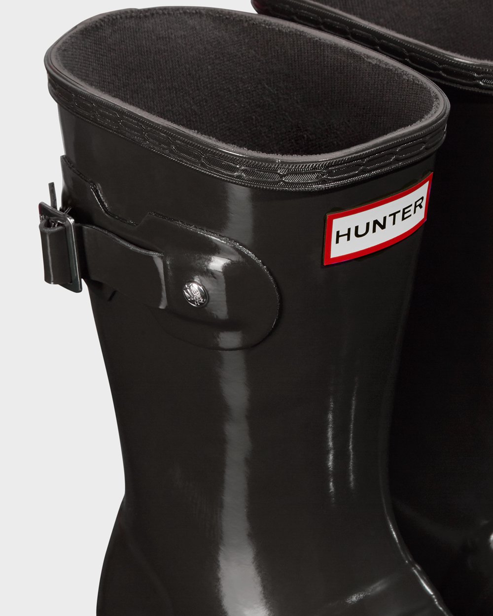 Women Hunter Original Tour Foldable Gloss | Short Rain Boots Dark Grey | NZ-32987-ZRSY